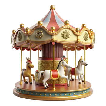 Classic Carousel Festive Fairground Ride with Horses png
