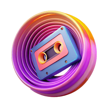 Retro Cassette Tape in Vibrant Swirl png