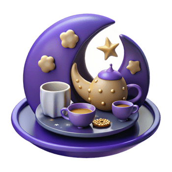 Night Tea Crescent Moon Tea Set Illustration png