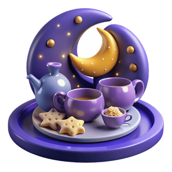 Nighttime Tea Moonlit Treats Cozy Cups png