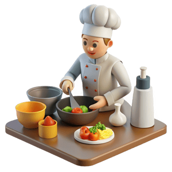 Chef Making Delicious Salad 3D Render png