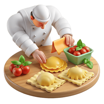 Chef Making Delicious Ravioli A Culinary Delight png