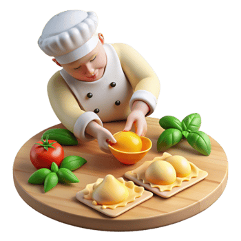 Chef Making Ravioli A 3D Animation png