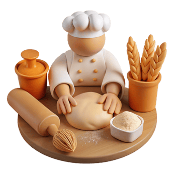 Chef Baking Bread Dough, Flour, Rolling Pin, Wheat png