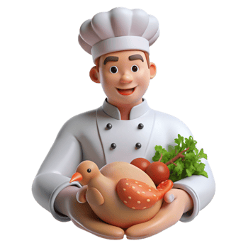 Chef Holding Roasted Chicken and Vegetables png