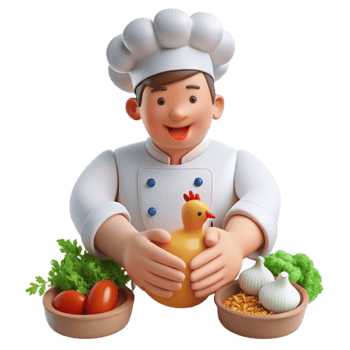 Chef with Chicken, Herbs Vegetables Farm-to-Table Cuisine png