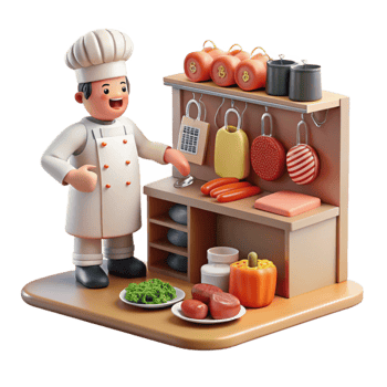 Chef's Kitchen Food Prep Cooking Display png