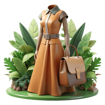 Stylish Autumn Outfit Dress, Handbag, and Foliage png