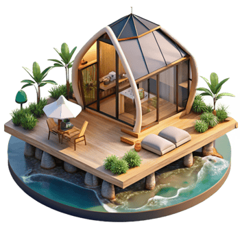 Luxury Getaway Coastal Dome House with Deck png
