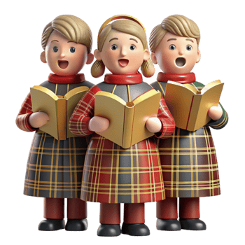 Christmas Carolers Festive 3D Children s Choir Singing png