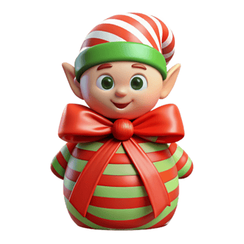 Cute Christmas Elf 3D Render of Festive Holiday Figure png