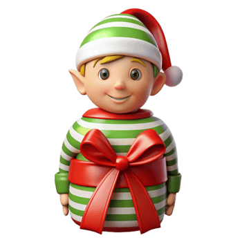 Christmas Elf Gift 3D Render png