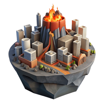 Volcanic Eruption City Disaster Simulation png