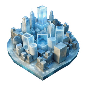 Frozen Cityscape A 3D Model of an Ice-Covered Metropolis png