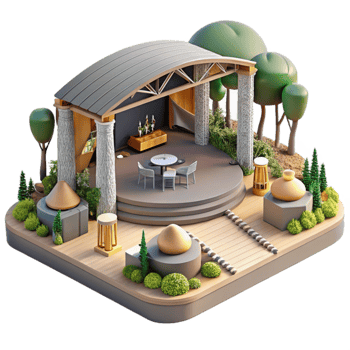 Outdoor Pavilion Design Landscaping, Seating Garden Decor png