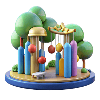 Whimsical 3D Render of Playful Garden Mobile png