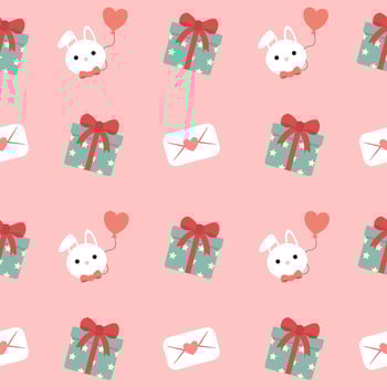 A pattern with a bunny and a heart vector