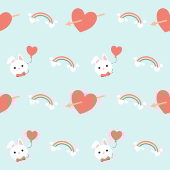 A pattern with a bunny and rainbow vector
