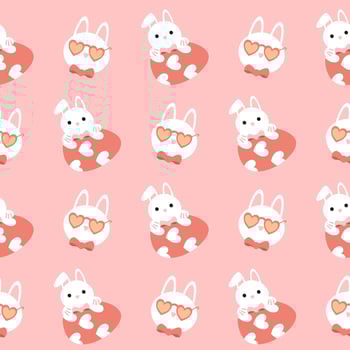 A pattern with a bunny wearing glasses and a heart vector