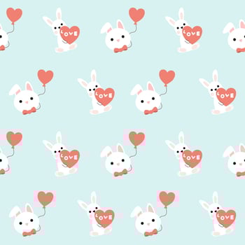 A pattern with cute rabbits and hearts vector