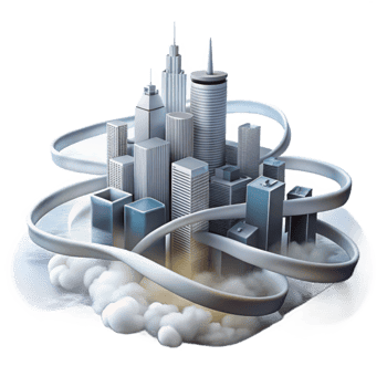 Futuristic Cityscape Elevated Transportation and Urban Design png