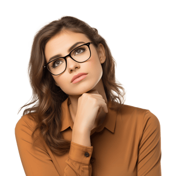 Woman With Glasses Thinking Isolated on Transparent Background png