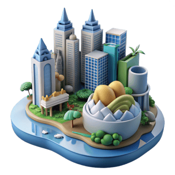 Isometric Cityscape Urban Island Paradise png