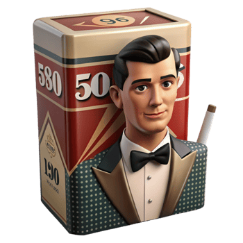 Vintage Tin Box Design Retro Gentleman, 1950s Style png