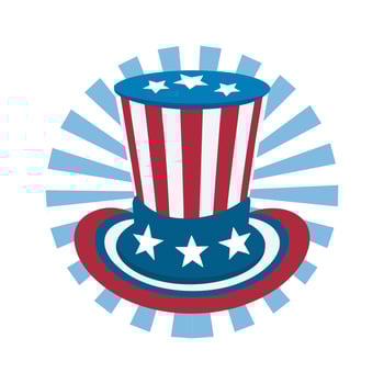 Patriotic uncle Sam hat, the iconic symbol of 4th of July celebrations vector
