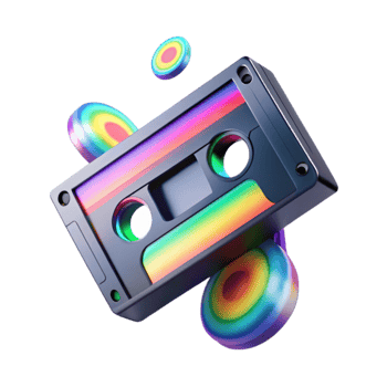 Retro Cassette Tape with Rainbow Effects png