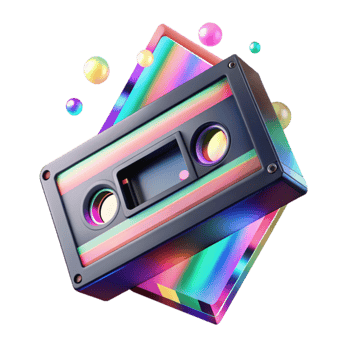 Retro Cassette Tape Vibrant Colors, 80s Nostalgia png