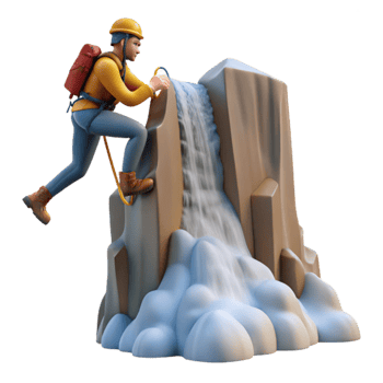 Climber Reaching Waterfall Summit png