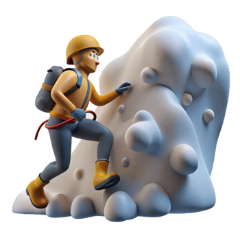 Climber Ascending Icy Mountain png