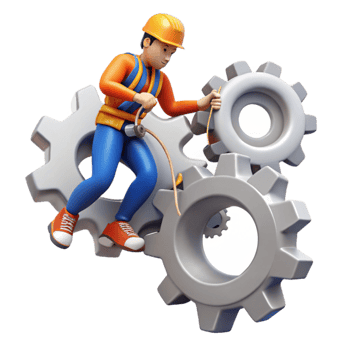 Worker Maintaining Industrial Gears png