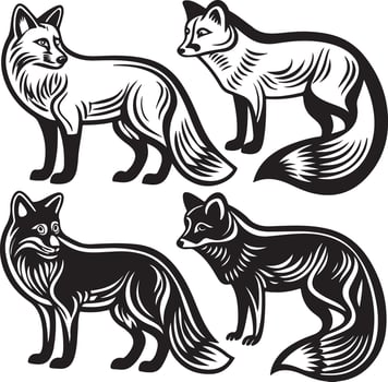 line art fox icon design image vector