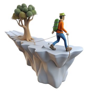 Climber s Perilous Journey A 3D Render of a Treacherous Mountain Path png