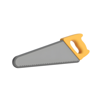 Grey Hand Saw with Yellow Handle 3D Render png