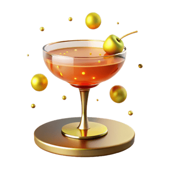 Golden Cocktail Elegant Drink with Cherry Garnish png
