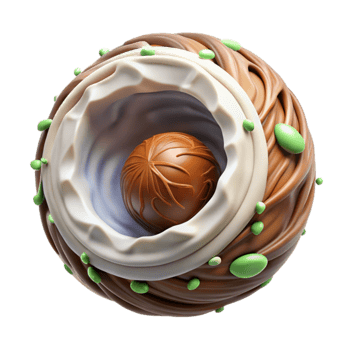 Chocolate Sphere with Creamy Center and Mint Accents png