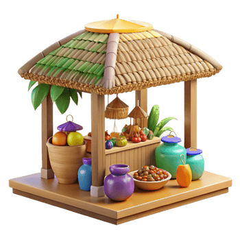 Tropical Fruit Snack Stand 3D Render png