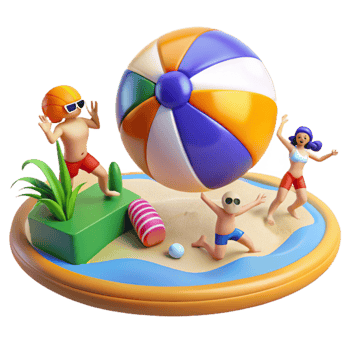 Summer Fun Beach Ball, Sand, and Playtime png