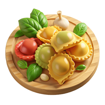 Delicious Ravioli with Basil and Garlic png