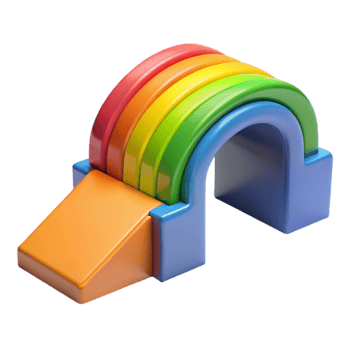 Rainbow Play Tunnel Colorful Arch with Slide for Kids png