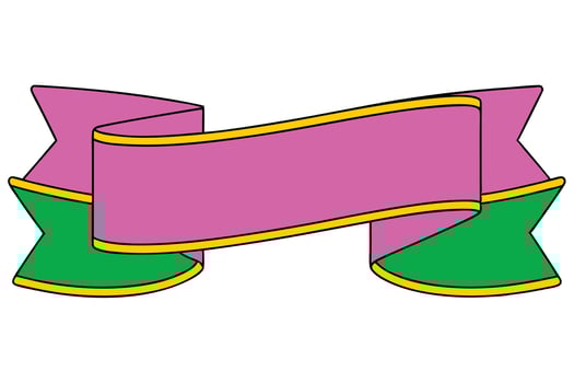 Pink Green Ribbon Banner Design Element Decoration Festive Illustration vector
