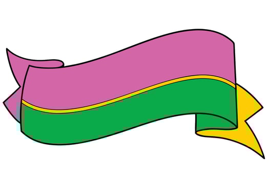 Pink, Green, Yellow Curving Ribbon Banner Design Element vector