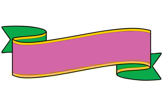Pink, Green, Gold Ribbon Banner Design Element Illustration vector