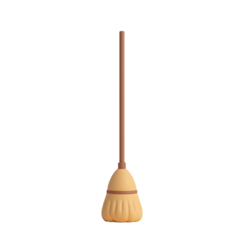 Cute Cartoon Broom 3D Render Illustration png
