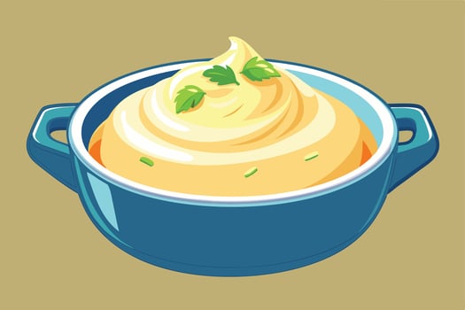 A mashed potatoes in a pot, perfect for a comforting meal. vector