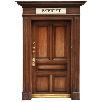 Wooden door with sign labeled executiv in elegant architecture, wooden door with a sign above it that says executive, Transparent background png