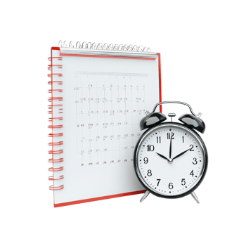 Calendar and clock display on a Transparent background for scheduling and time management purposes, background calendar and clockisolated on background png